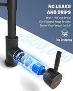 APPASO Bronze Kitchen Faucet with Soap Dispenser, ORB Pull Down Kitchen Sink Faucet, SUS304 Stainless Steel Single Handle High Arc Spring Faucet, Oil Rubbed Bronze