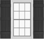 Board & Batten Vinyl Shutters (1 Pair) | 14.5"x63" (4-Board) - Black Cosmos/Paintable | Exterior Window Shutters | Includes Mounting Hardware | Simple Installation | Made in USA