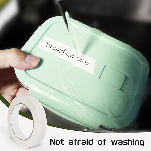 110 Yards Freezer Tape, Writable Surface, Low Temperature Resistance, Easy to Tear Removable No Residue Freezer Tape for Food Containers Refrigerator, Includes 2 Rolls, Each 0.79 Inch by 55 Yards