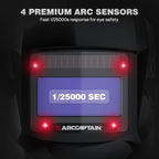 ARCCAPTAIN Welding Helmet Auto Darkening, 1/1/1/1 True Color Welding Hood, 4 Arc Sensor 1/25000s Response Time Solar Powered Weld Hood Helmet, Glossy Black