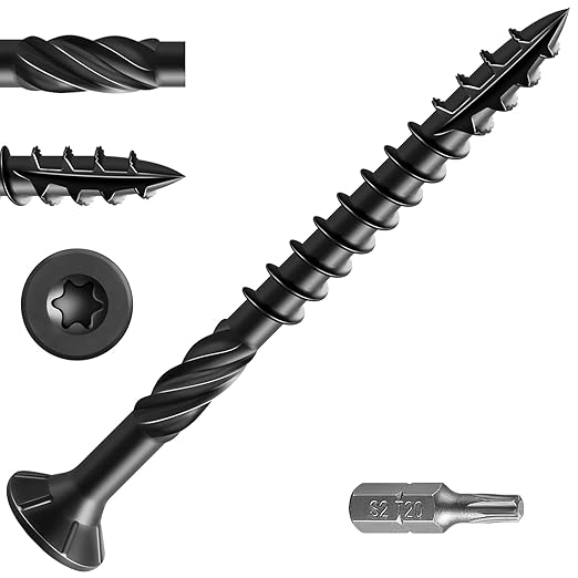 #10 * 2-1/4" Black Deck Screws, (180pcs) 2 lbs.Exterior Wood Screws, Rust Resistant epoxy Coated, Bronze, T25 Star Bit
