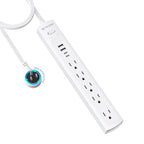 TROND Surge Protector Power Strip with 360° Rotating Flat Plug, 5 Widely Spaced Outlets with 2 USB C and 2 USB A, 1440J Surge Protector, Wall Mountable, Extension Cord 6ft for Home Office Dorm, White