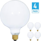 (4 Pack) G25 Incandescent Incandescent Light Bulb 2700K Soft Light, Decorative Globe Light Bulbs,E26 Medium Base, Perfect for Pendant Bathroom/Vanity Mirror Makeup, Dimmable. (White-Finish, 25-Watt)