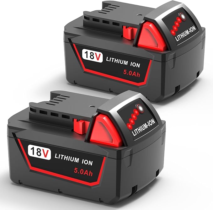 18V 5.0Ah Extended Capacity Battery Replacement for Milwaukee M18 Battery Lithium lon 48-11-1850 Compatible with Milwaukee 18V Cordless Tools 2 Packs