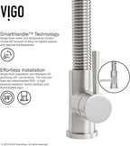 VIGO Brant 19'' H Single Handle Pull-Down Sprayer Kitchen Faucet in Stainless Steel-VG02003ST