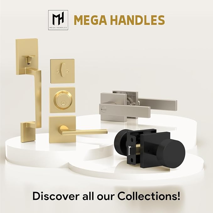Mega Handles - Ronn Entrance Deadbolt I Deadbolt for Entry Lever Door Handle - Heavy Duty Round Lock for Left or Right-Handed Doors - Interior/Exterior Door Lever Deadbolt- Matte Black