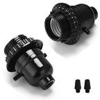 6 Pack Lamp Socket Replacement, Phenolic Medium Base Light Socket, E26 Screw Bulbs Edison Retro Pendant Lamp Holder, Lampshade Ring, 1/8 IP Thread Cap (Lamp Socket Push Off)