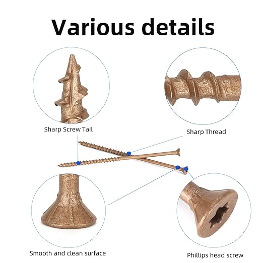 Wood Screws #10 x 5’’, T25 Star Torx Drive Flat Head Deck Screws, Brown, 42Pcs (1lb)