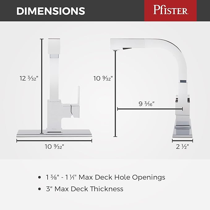 Pfister Arkitek Kitchen Faucet with Pull Out Sprayer, Single Handle, High Arc, Polished Chrome Finish, LG534LPMC