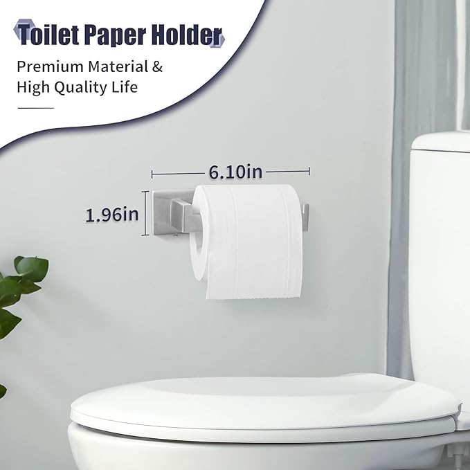 Bathroom Accessories Towel Bar Set: 15 Pieces Brushed Nickel Square Bathroom Hardware SUS304 Stainless Steel - Wall Mounted Towel Rack&Toilet Paper Holder&Towel Ring and Towel Hook