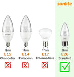Sunlite 40421 3-Way LED A19 Light Bulb, 5/9/15 Watts (40W 60W 100W Equivalent), 500-1000-1600 Lumens, Medium E26 Base, Omni-Directional, ETL Listed, Frost, 4000K Cool White, 6 Count
