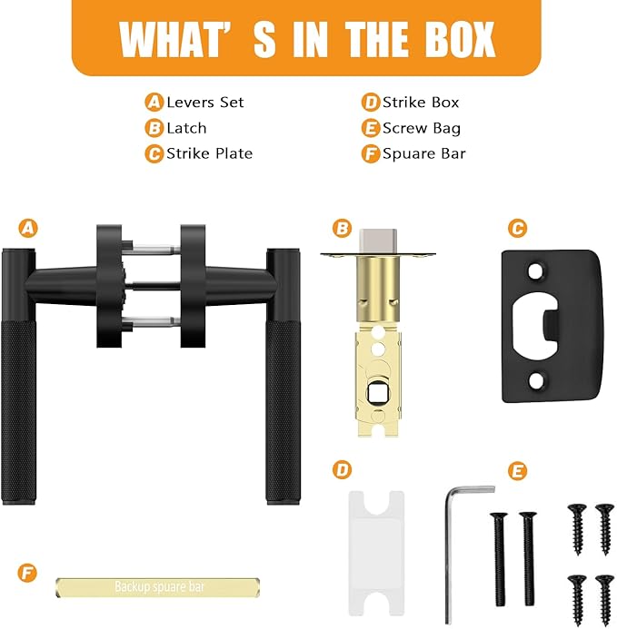 Amerdeco 1 Pack Matte Black Passage Door Handles,Heavy Duty Non-Locking Door Lever for Hall, Closet,Office Area, Shopping Malls AM0016