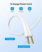 TROND 2 Prong to 3 Prong Flat Outlet Adapter with 6 Inch Cord, 3 Way Flat Plug Extension Outlet Extender, Multi Plug Wall Splitter, for Non-ground Socket in Old Home Office Hotel Travel, White