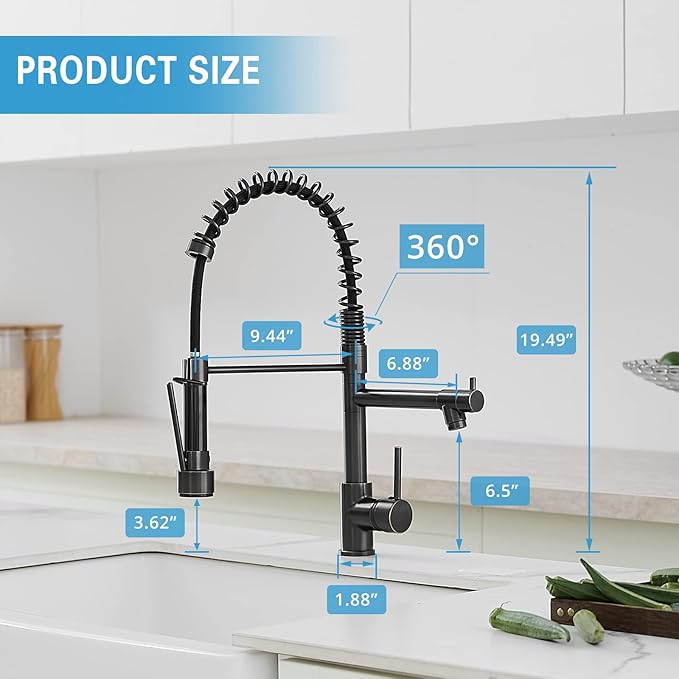 Oil Rubbed Bronze Kitchen Faucet,AIMADI Commercial Style Spring Kitchen Sink Faucet,Modern Single Handle Single Hole Kitchen Faucets with Pull Down Sprayer
