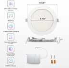 Smart Recessed Lighting, 6 Inch 12W 1080LM(100W/120W Bulbs Equivalent) RGBCW Canless Recessed Lights Wireless Control Color Changing LED Soffit Lights with Junction Box, 12Pack