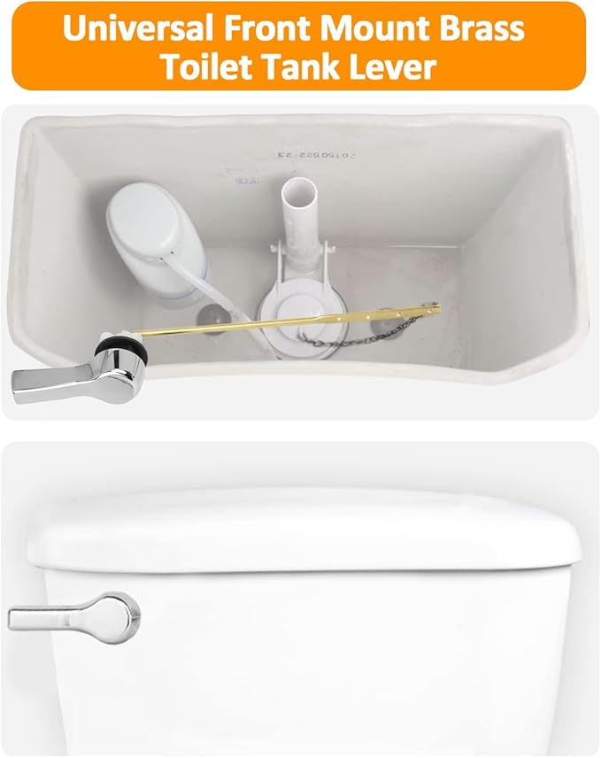 Toilet Handle Replacement Kit, 701 Universal Toilet Flush Handle, Zinc Alloy Toilet Tank Trip Lever with H2 Brass Arm Front-Mount, Repair Kit Fit for American Standard, Mansfield Toilet, Silver