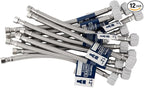 (12pcs 12 inch) PLUMBINGMASTER Toilet Water Supply Line,3/8" Comp x 7/8" BC Braided Stainless Steel Toilet Supply Line,Toilet Connector Hose with Anti-Leaking Brass Nut