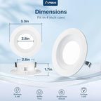 Amico 48 Pack 4 inch 5CCT LED Recessed Lighting, Dimmable, 8.5W=60W, 650LM, 2700K/3000K/4000K/5000K/6000K Selectable, Retrofit Can Lights with Baffle Trim, IC & Damp Rated - ETL & FCC Certified