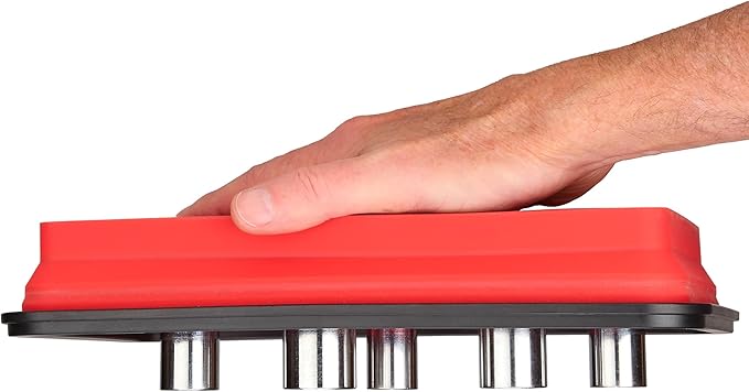 Collapsible Magnetic Parts Tray Set - 3 Different Size Tool Trays for Screw, Bolts, Nuts, Washers, Pins and Other Small Metal Parts, Mechanic Tool Gifts for Men - Red