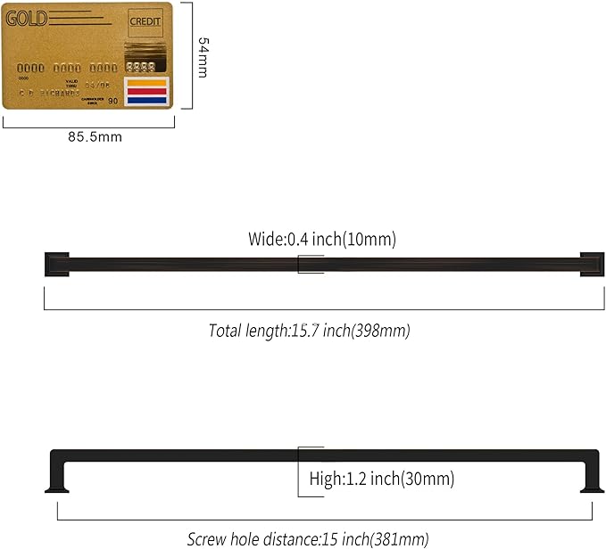6 Pack 15"(381mm) Oil Rubbed Bronze Cabinet Pulls Kitchen Cabinet Handles Drawer Pulls Cupboard Hardware for Cabinets CK0078