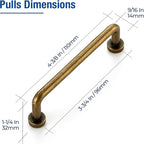 JOY DECOR Cabinet Pulls – 3-3/4 Inch Hole Center, Antique Brass, 2 Pack, Zinc Alloy Cabinet Handles for Drawers & Cupboard – Vintage Style Hardware for Kitchen, Bathroom, Dresser, Furniture Makeover