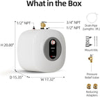 MIZUDO Electric Mini Tank Water Heater - 8.0 Gallon Point of Use Instant Hot Water Heater for RV, Camper, Kitchen, Food Truck, 120V 1440W, Under Sink, Wall or Floor Mounted, Easy to Install