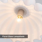 15.7" Vintage Flower Brushed Nickel Chandelier - Adjustable Height White Milk Glass Shades Pendant Light Fixture for Kitchen Island, Dining Room, Bedroom