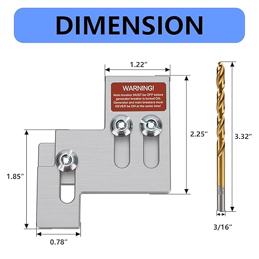 Generator Interlock Kit Compatible with Square D QO or Homeline 100 or 125 Amp Panels. 3/4 to 7/8 Inch Spacing Between Main and Branch Breaker, Safety Generator Interlock Kit(SQD100A)