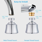 iFealClear Kitchen Sink Faucet Head with Metal Ball Joint, 360° Swivel Faucet Sprayer Head, Big Angle Sink Faucet Aerator Adapter 55/64-27UNS Female Thread, 4 Spray Modes, Extra Brass Adapters, Chrome