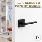Mega Handles Prime Dummy Door Handles - 4 Pack Heavy Duty Black Door Handle, Non-Turning Door Handle for Hallway, Closet & French Doors, Single Side, Fits All Standard Doors - Matte Black
