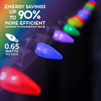 HLO Lighting Set of 500 C9 LED Christmas Lights | Multi-Colored (R, G, B, Y, P) C9 LED Light | Faceted Bulbs for Indoor & Outdoor Use | Christmas Outdoor Décoration