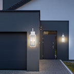 19" White Outdoor Wall Lantern 2-Light, Large Modern Wall Sconce Light Fixture, Industrial Porch Light with Glass, Waterproof Farmhouse Exterior Lamp