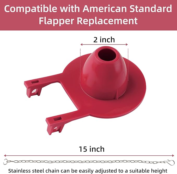 Hibbent 3 Pack 2-inch Universal Toilet Tank Flapper, Long Lasting All Rubber Seal Flapper Replacement Compatible with American Standard Water Conserving, High Performance, Red