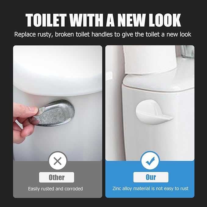 Compatible with TOTO Toilet Handle Replacement Parts Kit, Universal THU068#CP Trip Lvr for St743S Side Mount Toilet Flush Tank Lever Handle for TOTO Kohler Toilet Tank, 1-Pack Bright White