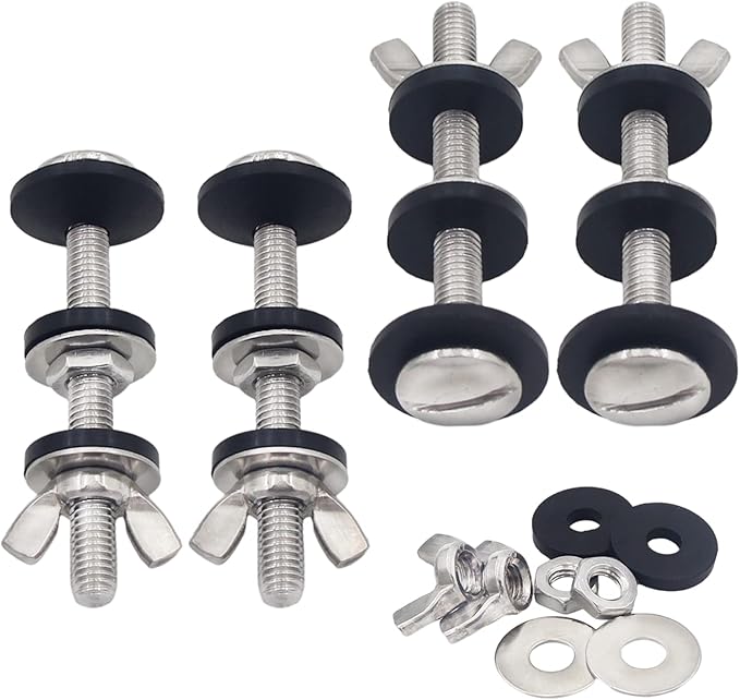 4 PCS Toilet Tank to Bowl Bolts Repair Kit,Toilet Seat Bolts 5/16 * 3.15 inch 304 Stainless Steel Heavy Duty Rustproof Toilet Tank Blots
