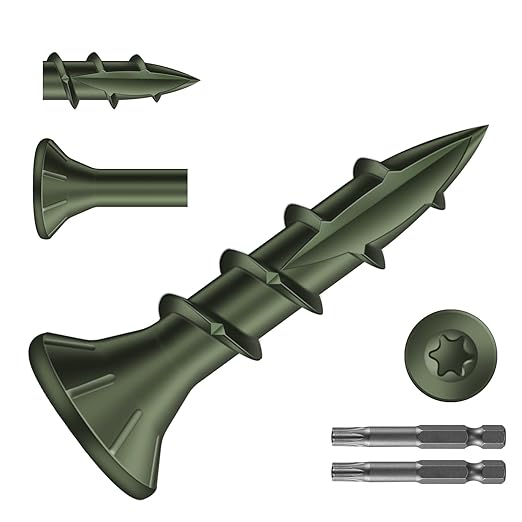 #8 x 3/4" Deck Screws (552Pcs) 2lb. Exterior Wood Screws. Carbon Steel, Green, Flat Head, Rust Resistant epoxy Coated, with T25 Star Bit
