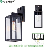 GRUENLICH Dusk to Dawn Large Outdoor Wall Lantern, PIR Motion Sensor Wall Sconce, E26 Base Max 60W, Metal Housing Plus Glass, Oil Rubbed Bronze Finish, Bulb Not Included, 1-Pack