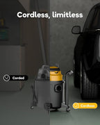 DeForce Cordless Shop Wet Dry Vacuums for DeWalt 20V Max Battery, 5.2-Gallon Portable Shop Vac, 17000Pa with Hose Nozzles HEPA Filters Wheels for Home Projects & Renovations, Mustard(No Battery)