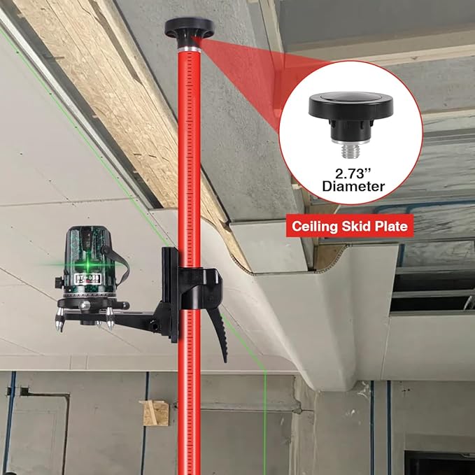 12 Ft./3.7M Professional Lasers Level Pole with Tripod, Adjustable Telescoping Pole for Leveling Tools, Multi-functional Fine-tuning Bracket with 1/4” and 5/8” Thread Adapters, Includes Carrying Bag