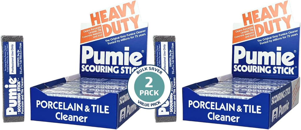 PUMIE Heavy Duty Scouring Sticks, by United States Pumice Co, Cleans Porcelain, Ceramic Tile, Concrete Masonry and Iron, Institutional Pack of 24 Bars