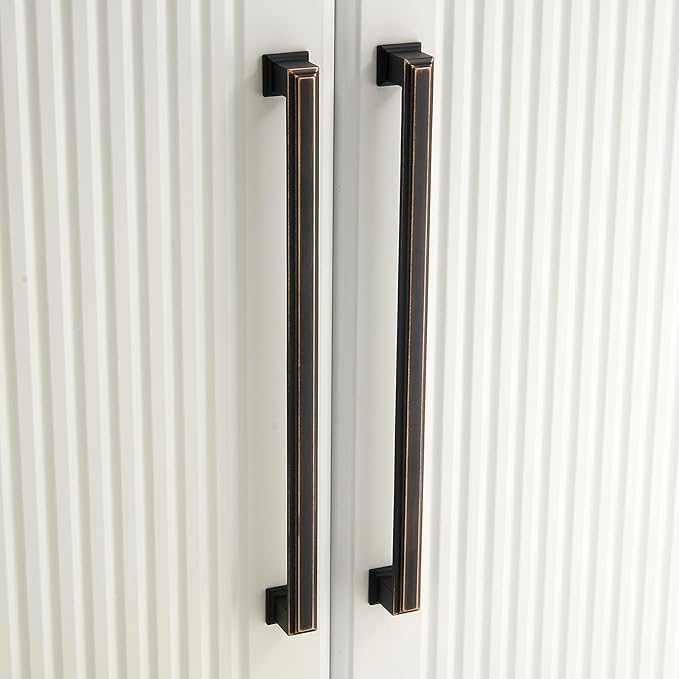 10 Pack 10 Inch(254mm) Hole Center Oil Rubbed Bronze Modern Cabinet Pulls Kitchen Cabinet Handles Kitchen Cabinet Hardware Timeless Drawer Pulls for Dresser Cupboard Wardrobe, ORB(10x10)