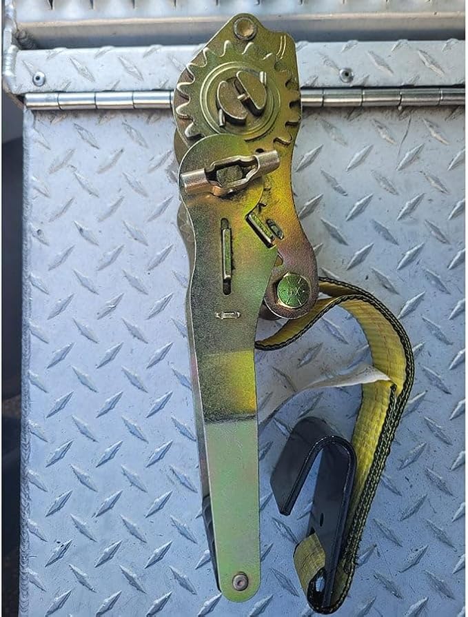 Mytee Products 4" x30' Self-Tensioning Ratchet Tie Down Straps with Flat Hooks - 5,400 Lbs WLL - Heavy Duty Tie Down Ratchet Straps for Flatbed, Truck, Trailers, Cargo, Pickup - Yellow