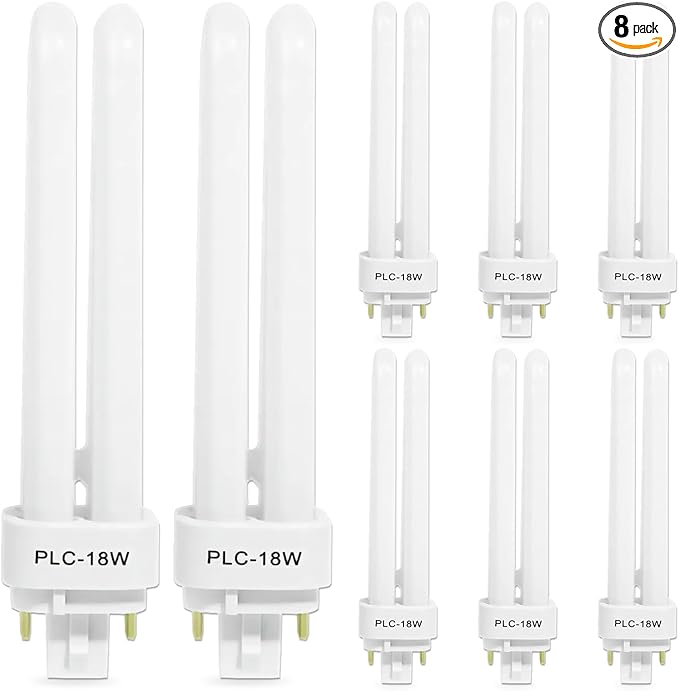 8PCS FDS18E35/4 CFL Light Bulbs Fits for Panasonic Fixtures,3500K 18W 4 Pin G24q-2 Base Plug-in Compact Fluorescent Lamp