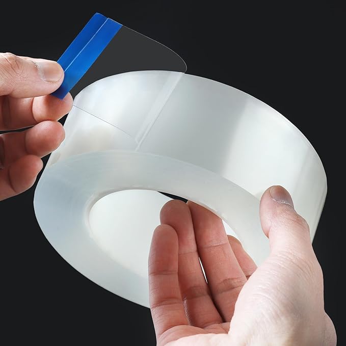 Transparent Weather Sealing Tape, Clear Draft Isolation Film Tape for Door Draft Stopper, Adhesive Tape for Doors, Windows and Shower Glass Gaps - No Residue (1.2 Inch x 16Ft)