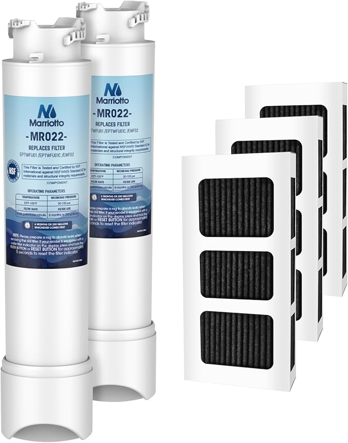 MARRIOTTO EPTWFU01 Water Filter Replacement, Compatible with Frigidaire EPTWFU01, EWF02, Pure Source Ultra II and Pure Air Ultra 2 Air Filter (2+3)