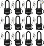 Heavy Duty Weatherproof Laminated Padlock with Key，2.2 Inch Long Shackle Pad Lock with Same Key for Door, Gate, Shed, Trailer, Storage, Chain, 12 Pack