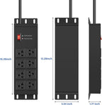 CCCEI 2PCS Heavy Duty Power Strip Surge Protector 20 AMP, 8 Outlets 12 Gauge Shop Garage Metal Multiple Outlets, 4 FT Extension Cord 5-15P Adapter High Amp 6-20R T-Slot 20a for Appliance Black.
