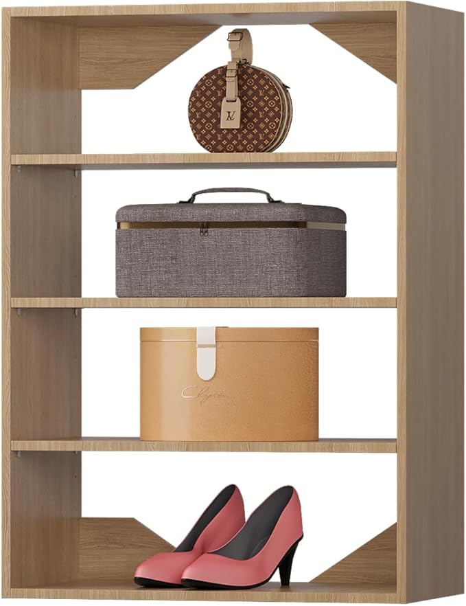 Short Tower Closet Unit, Modular Closet System, Wood Closet System Organizer with Storage for Walk In Closets, Clothing Rack Wardrobe for Hanging Clothes, Bedroom, Wood, 25.5"W