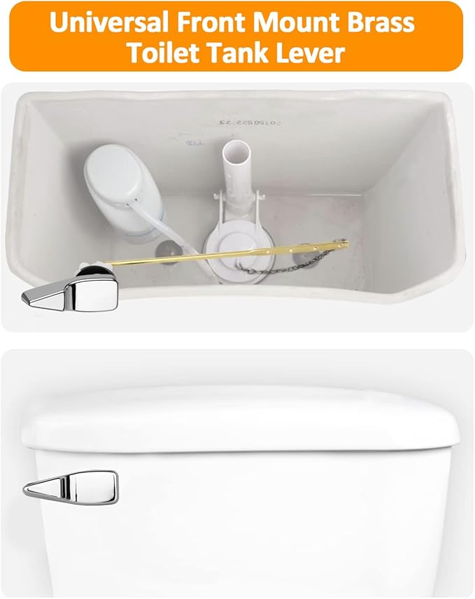 Toilet Handle Replacement Kit, 702 Universal Toilet Flush Handle, Zinc Alloy Toilet Tank Trip Lever with H2 Brass Arm Front-Mount Compatible with American Standard, Mansfield Toilet, Silver
