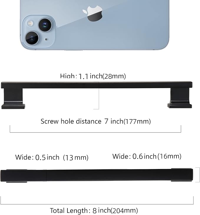 COTYKILEY 10 Pack 7 Inch(177mm) Matte Black Cabinet Handles Black Kitchen Cabinet Pulls Cabinet Door Handles Kitchen Cabinet Hardware Cupboard Drawer Pulls Dresser Handles